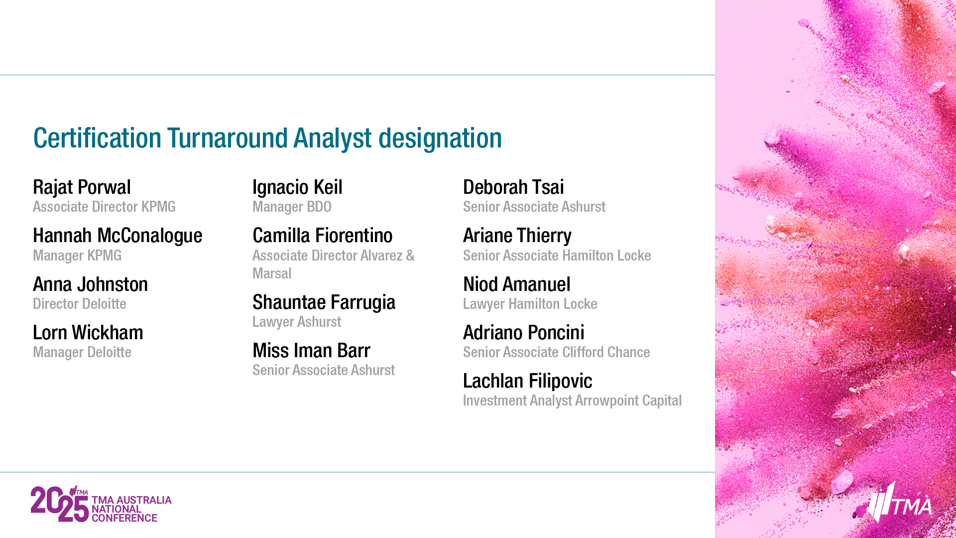 Newly Awarded Certified Turnaround Analysts