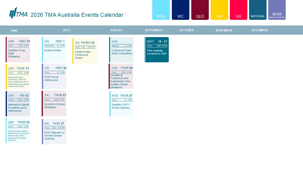 TMA Australia Event Calendar