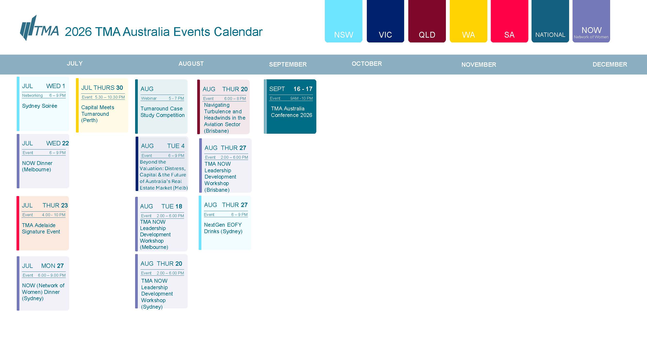 TMA Australia Event Calendar